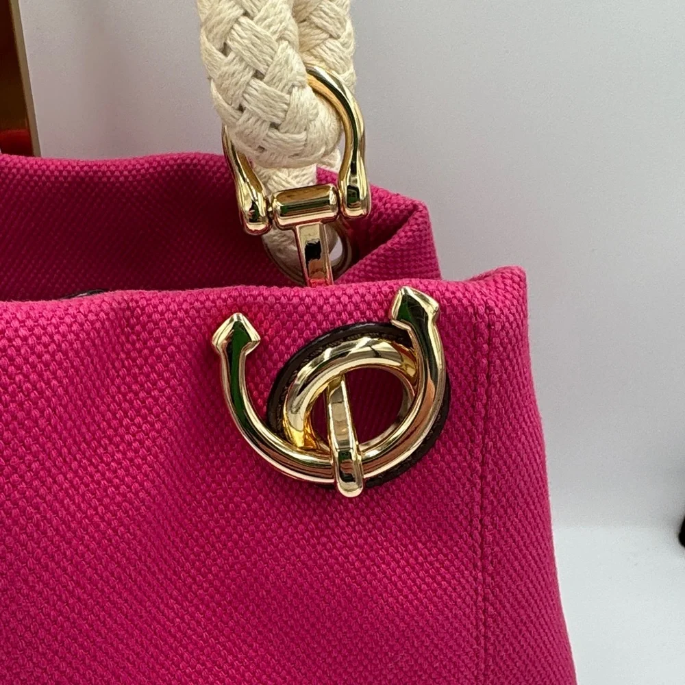 Michael Kors Fuchsia Tote with Cream Handles